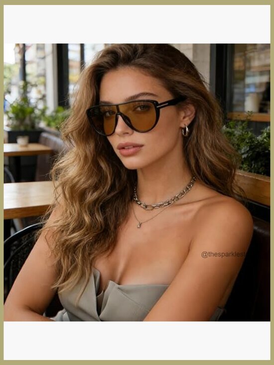 Oversized Retro Aviator Sunglasses with Polycarbonate Frame main image 5